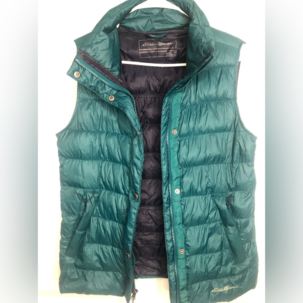 Eddie Bauer Women’s Down Vest- Full zip and button down— Small - Picture 2 of 9